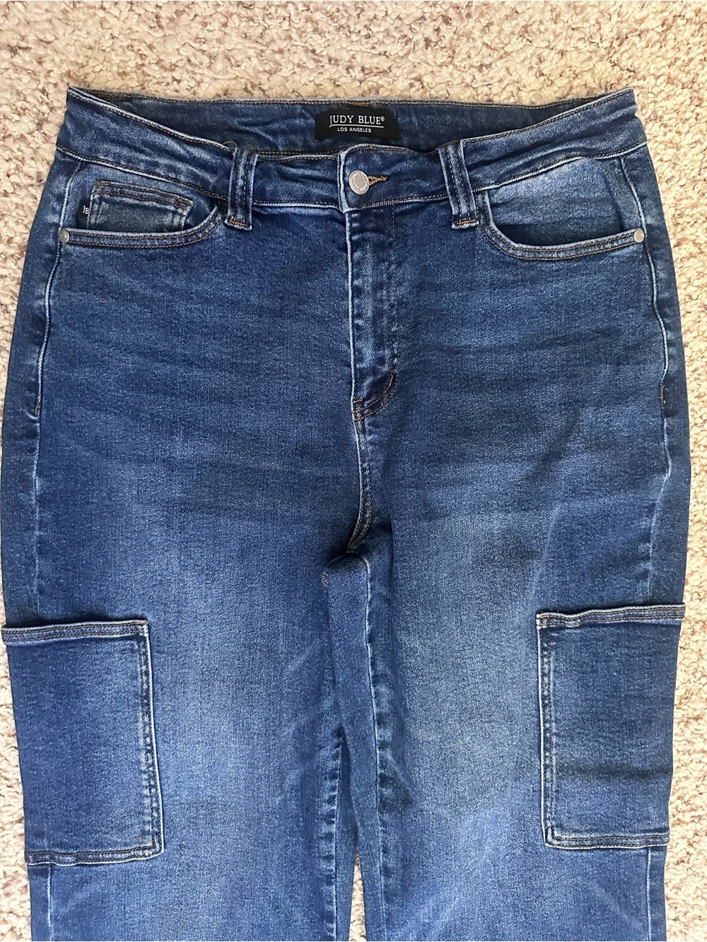 Judy Blue size 14W Wide Leg Cargo Jeans in Dark Blue - Women's Comfort Fit - Picture 5 of 7